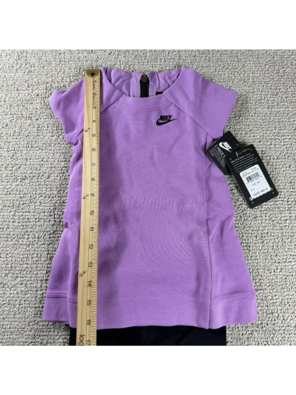 Nike 2 Piece Set Crib Style Shirt And Leggings Purple Black Size 24 Months